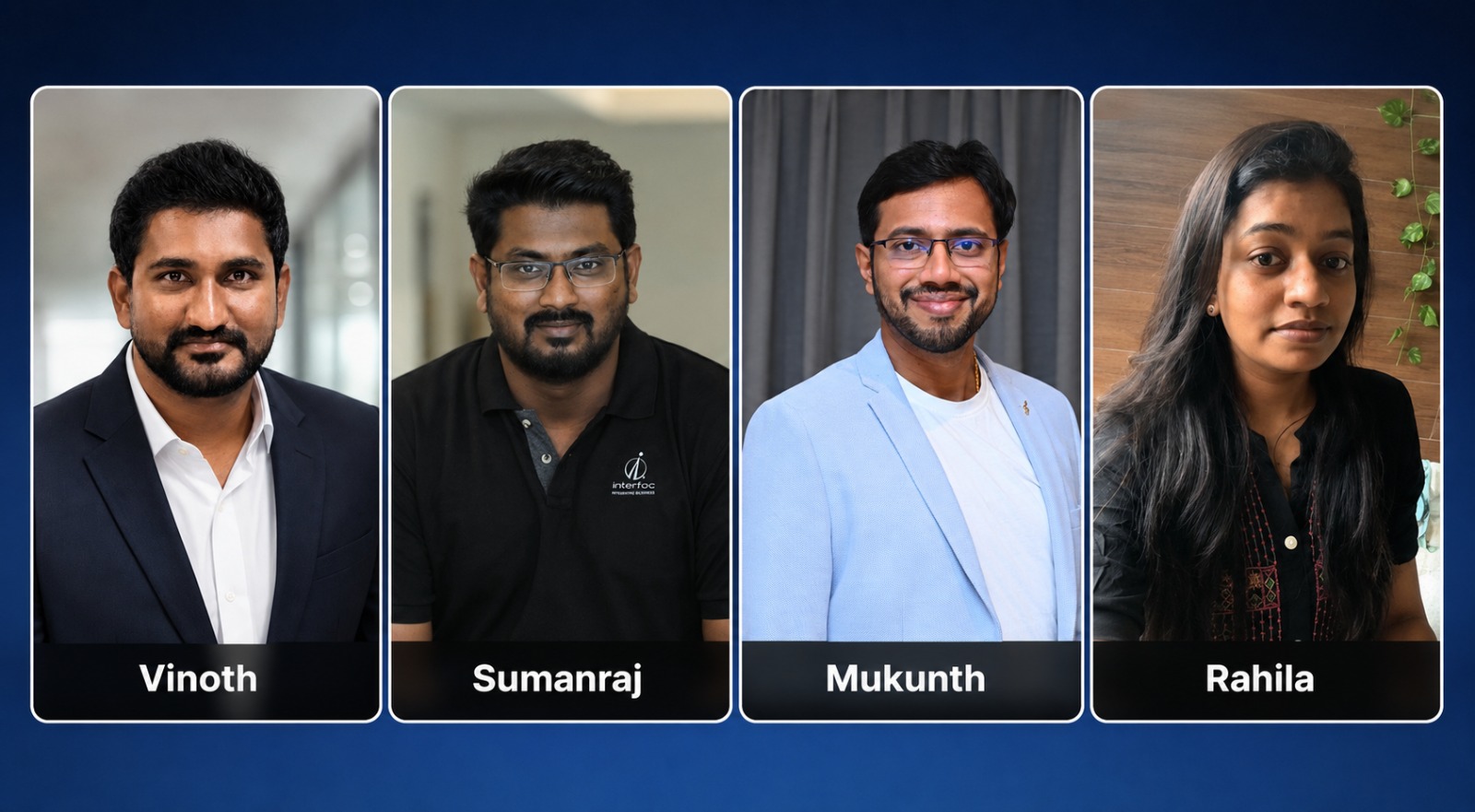 AI Intellects founders Vinoth, Sumanraj, Mukunth, and Rahila